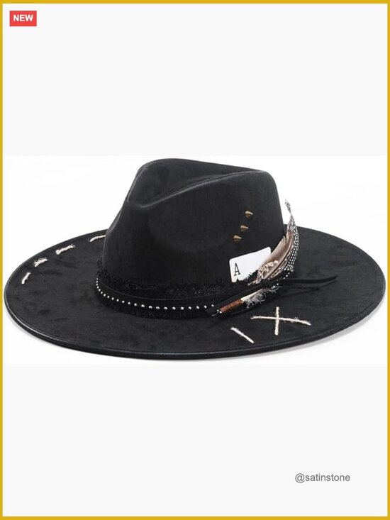 Wide Brim Fedora Hat Felt Panama Hat Dress Up Hat main image 2